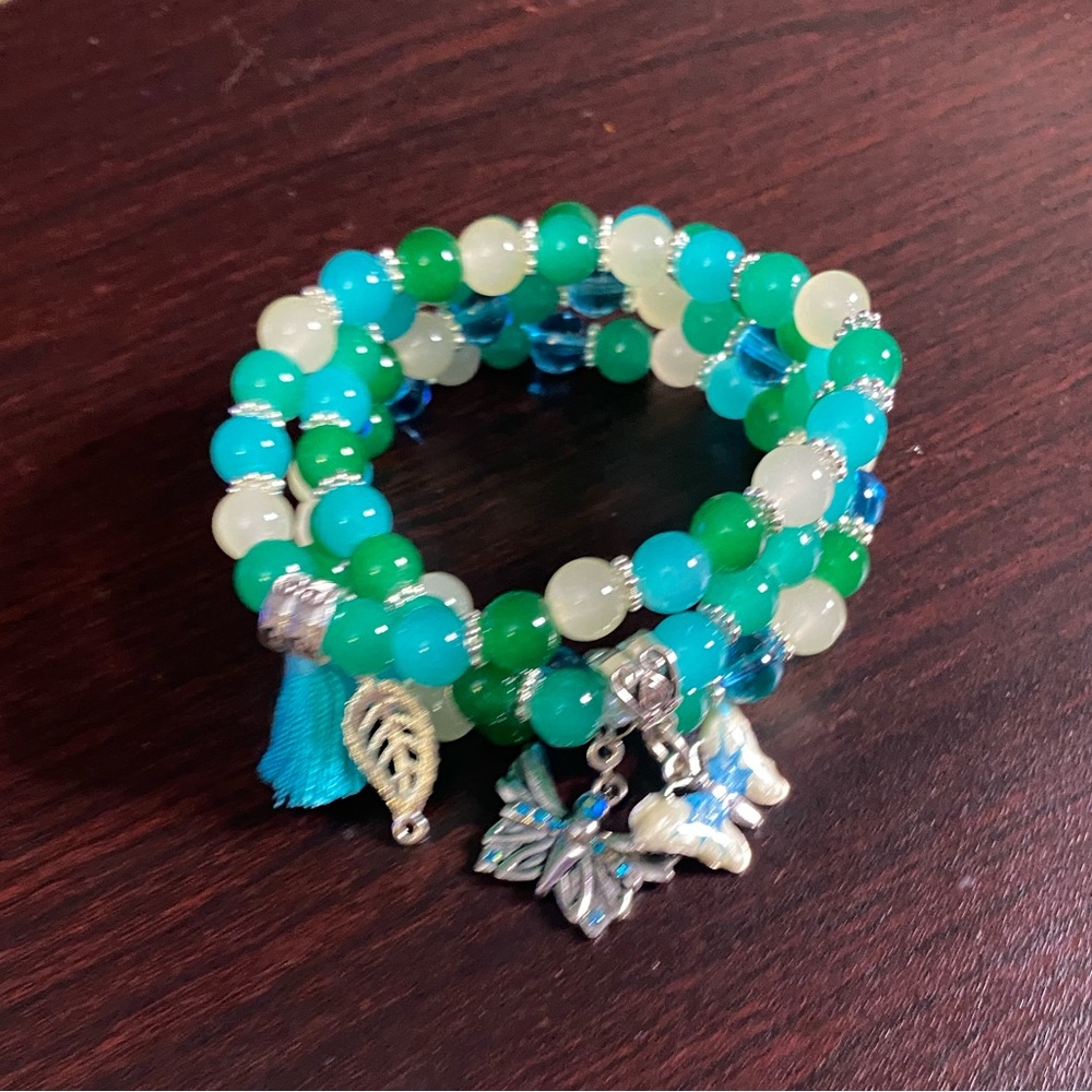 Elegant Beaded Bracelet set with Charms